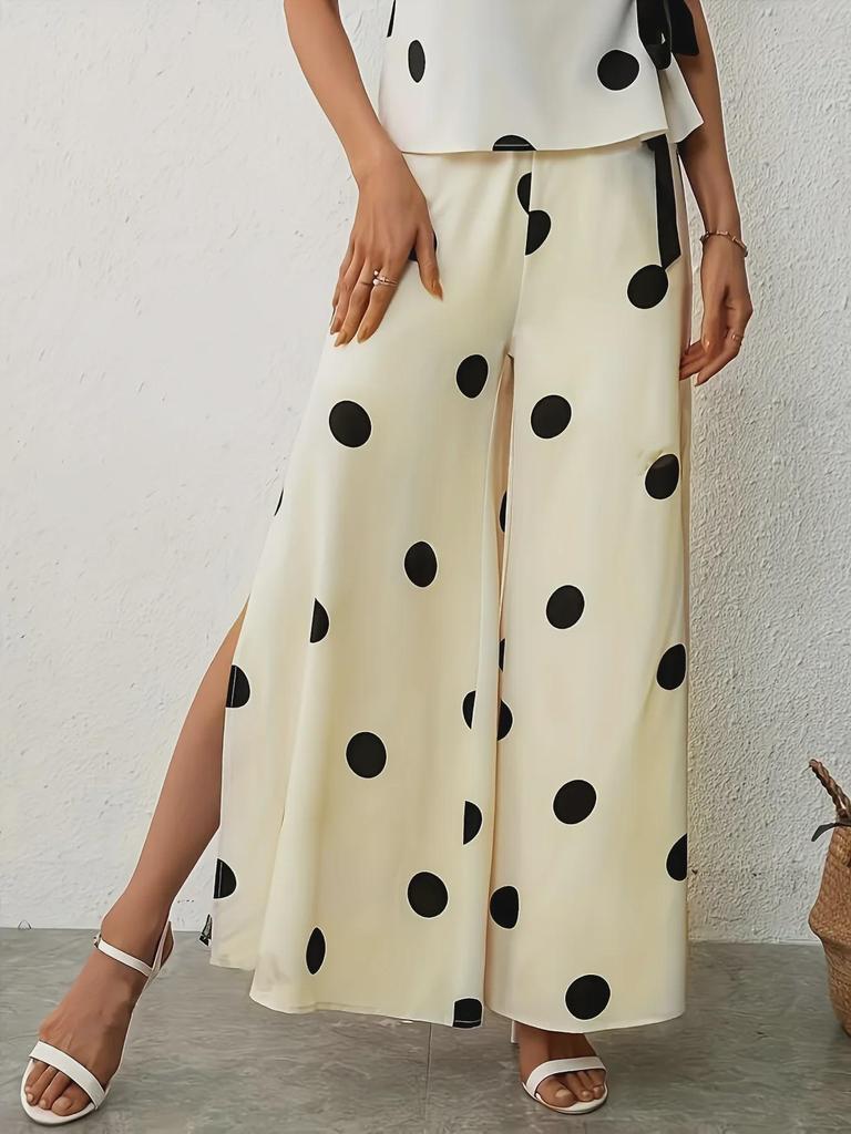 2025 Polka Dot High Waist Wide Leg Trousers - Versatile for Spring, Autumn, and Summer