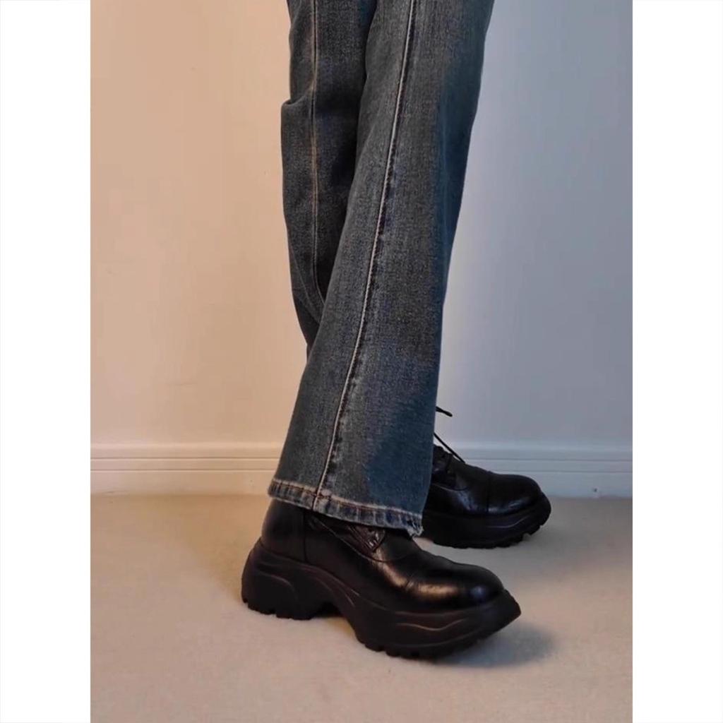 Cowhide version~ British style retro platform Martin boots women's autumn and winter 2025 new lace-up heightening thin boots short boots