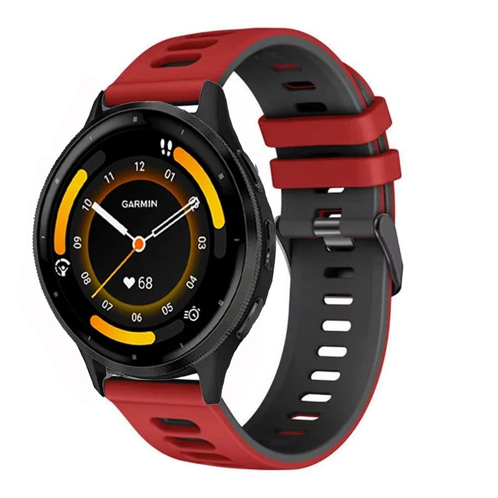 20mm 22mm Two-color Silicone Strap For Garmin Forerunner 265 165 55 965 955 255 570 970 Bracelet Wristband Garmin Venu 4/3 Belt