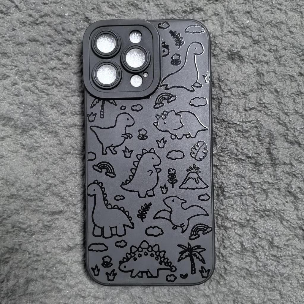 ins wind sketch small dinosaur mobile phone case apple 17pro matte skin-friendly feel iPhone16pm anti-drop soft case