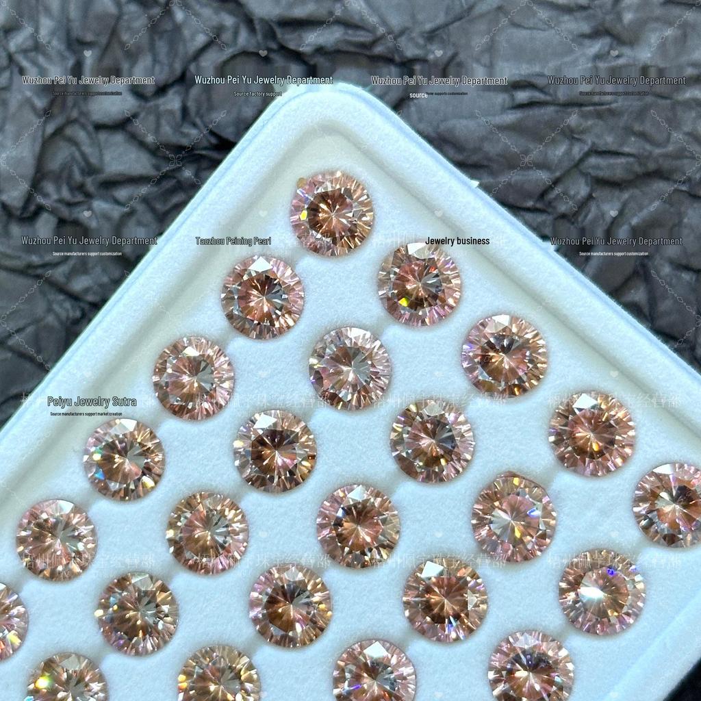 6/8mm Round Gradient Zircon Earrings: Sparkly DIY Nail Art Jewelry with Eight Hearts & Arrows Design