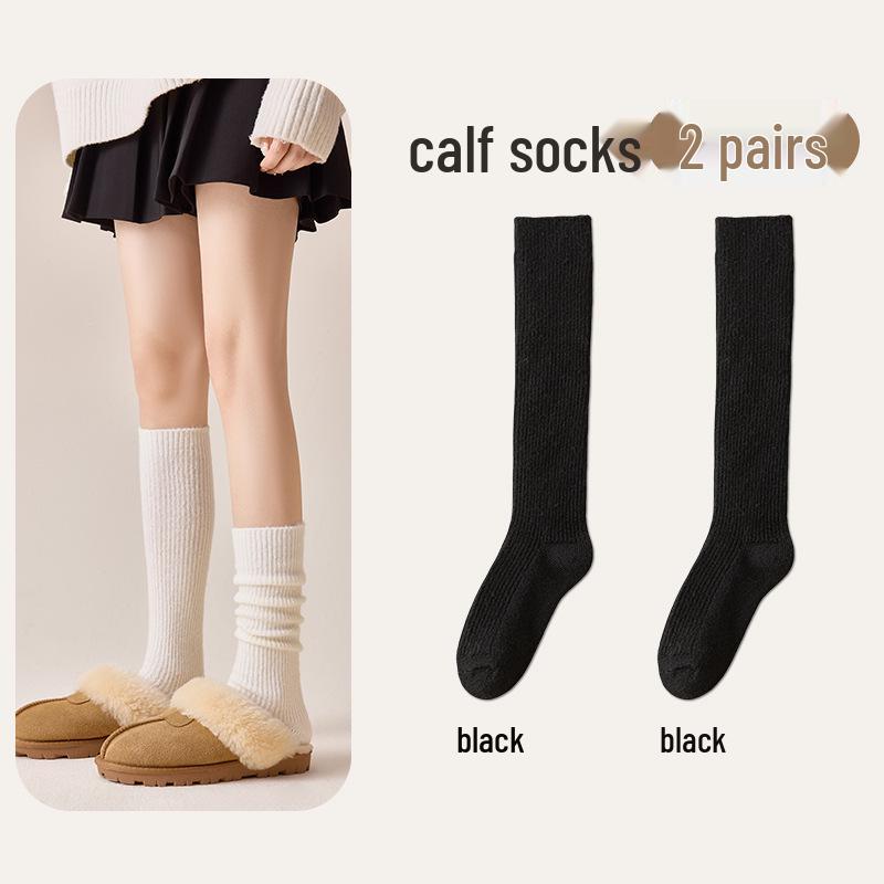 Wool Knee-High Socks for Women - Warm, Thick, Plus Velvet, Ideal for Fall & Winter