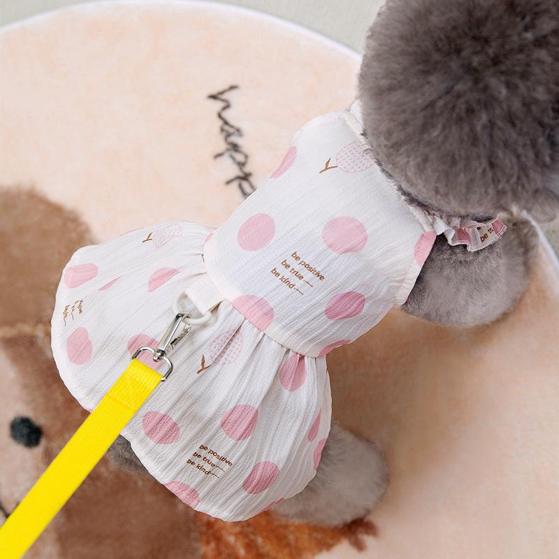 Korean big wave point pet princess skirt Teddy Pomeranian dog clothes spring and summer thin