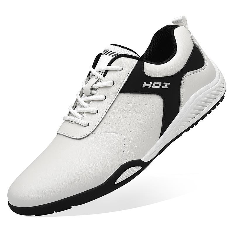 Men's casual leather shoes spring new fashion trend men's sports shoes leather breathable running shoes