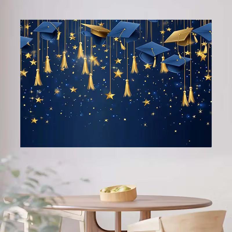 2D 2D Flat Graduation Cap Backdrop Cloth for Graduation Celebration Photoshoot Decor