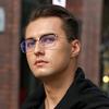 Fashion Metal Metal Square Simple Personality Half-frame Women Men Eye Protection Anti Blue-ray Glasses