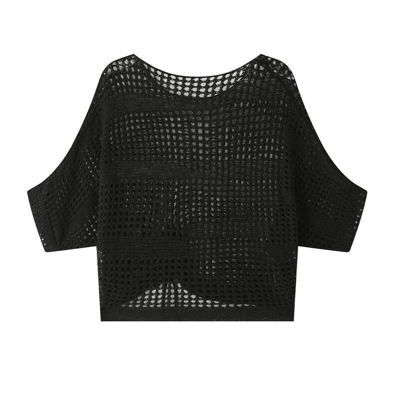 FivePlus Women's Hollow-out Knit Short Sleeve Top