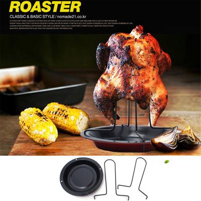 Chicken Holder Rack Grill Stand Roasting For BBQ Rib Non Stick Carbon Steel