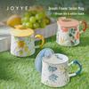 JOYYE Creative Ceramic Mug with Lid and Spoon
