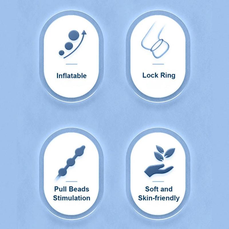 Inflatable 3 Balls Beads Anal Butt Plug Expander