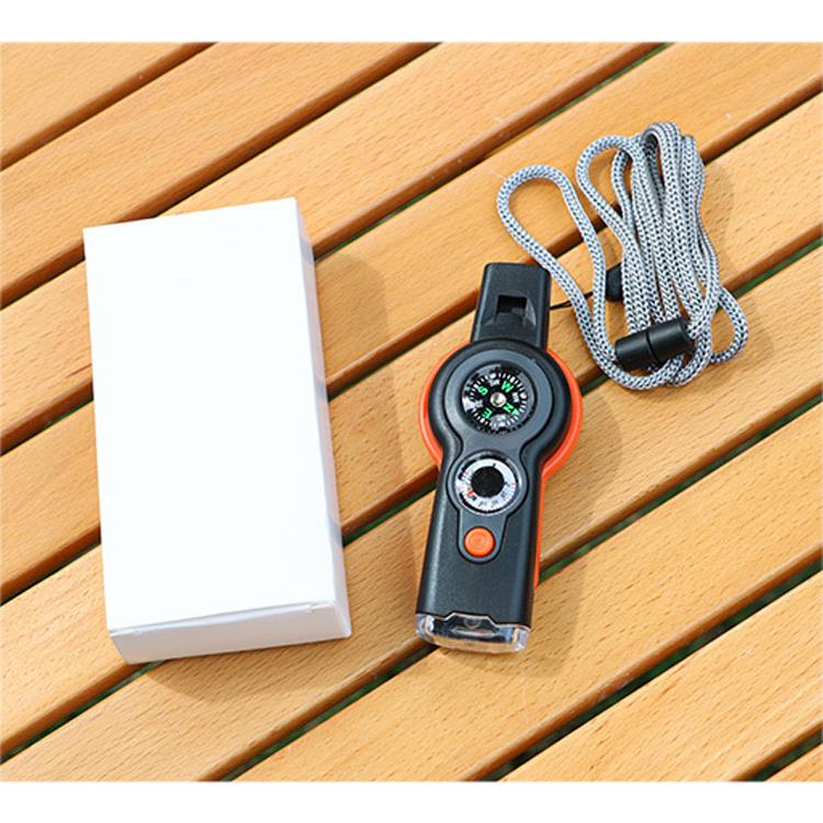 

Уличный многофункциональный свисток со светодиодной подсветкой, термометр, компас, свисток для выживания, удобный оранжевый