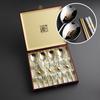 24K Gold Plated Korean Sujeo Set | STS304 Stainless Steel Spoon Chopsticks & Turtle Rests (4-Person Gift Box)