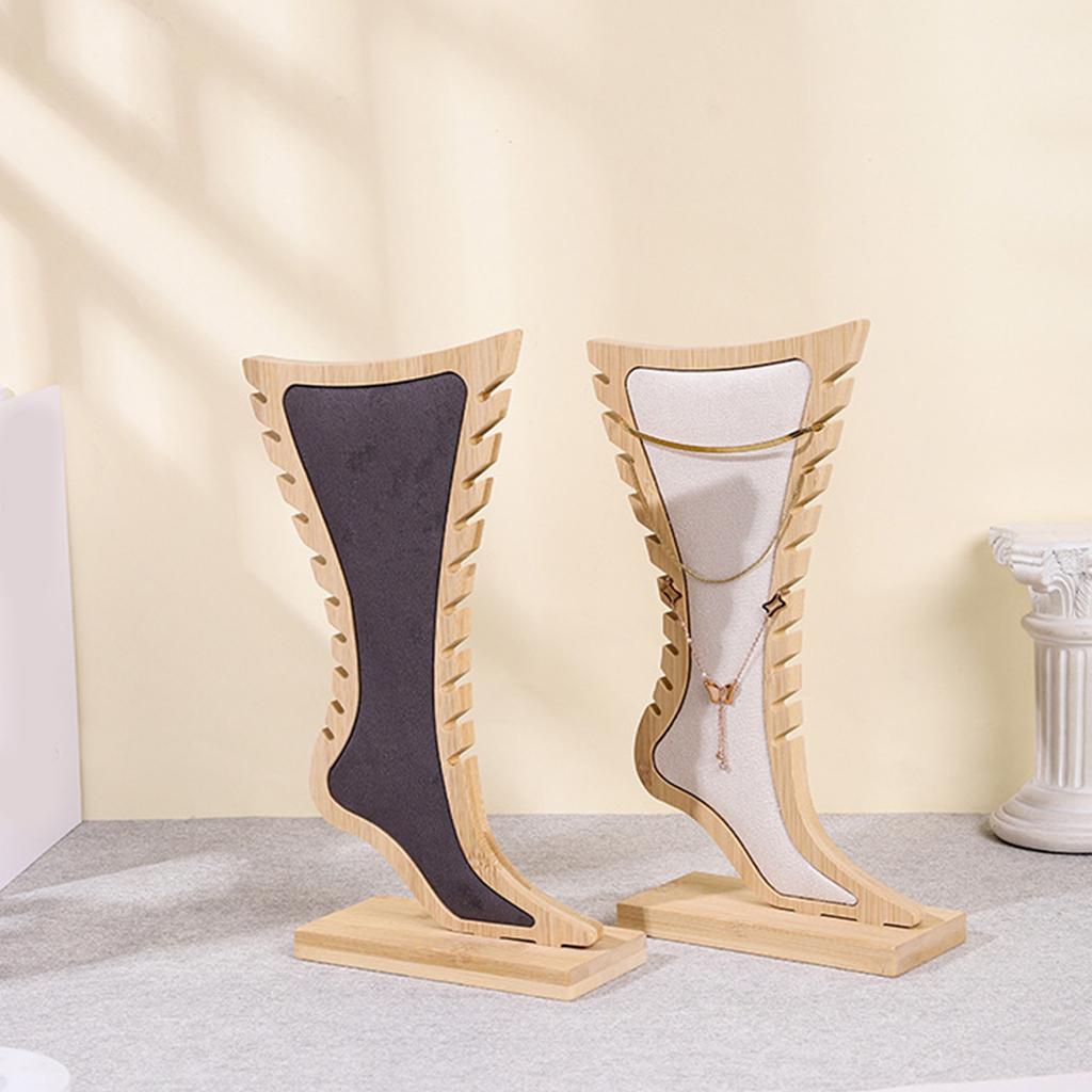 Supporto Espositore per Gioielli in Legno di Bambù Rastrelliera a Forma di Piede per Orecchini Collane Braccialetti Organizer per Accessori