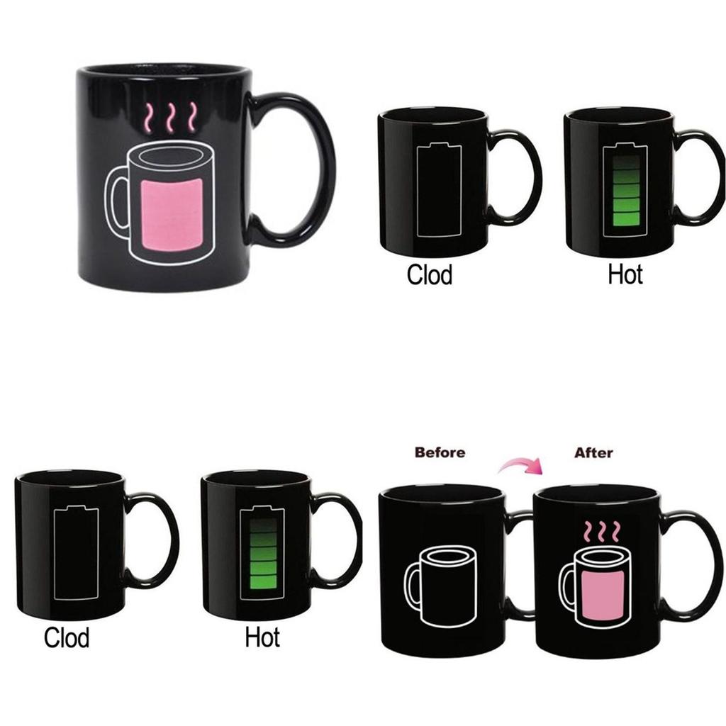 Farbwechselnde Keramiktasse mit Glühbirnen-, Tetris- und Batteriemuster zum Verschenken und für Werbezwecke