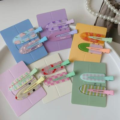 Lot de 2 barrettes à cheveux bec de canard Y2K Fresh Juice Series – Accessoires mignons, sans couture et à frange latérale.