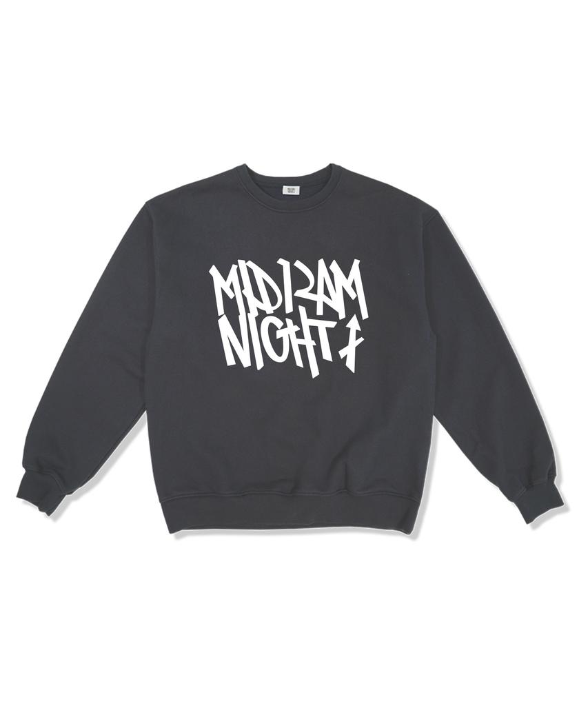MIDNIGHT12AM [Fleece Line Option] Signature Logo Oversized Premium Double-Sided Sweatshirt 4 Colors (Type A)