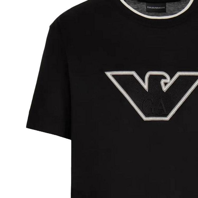 Emporio Armani SS23 Fitted Solid Color Crew Neck Short Sleeve T-Shirt Men Tops Black 6R1T721-JUVZ1-00A2