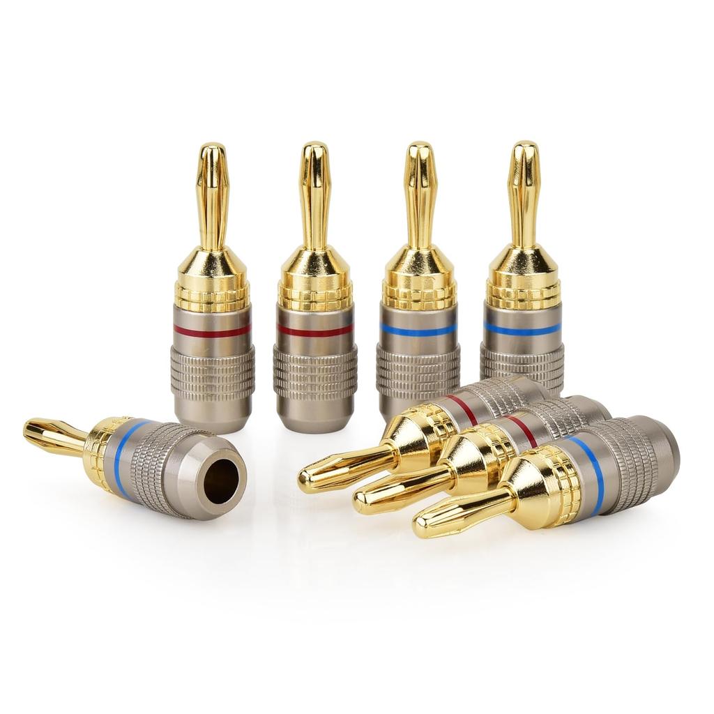 LCYOUTH Pure Copper Banana 24K Gold for Speaker Set of 8 Plugs, Plated, Cables,