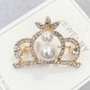 Fashion Crown Brooches Gold Color Silver Color Clear Rhinestone Pins Dress Decoration Buckle Badge Jewelry Accessories For Women