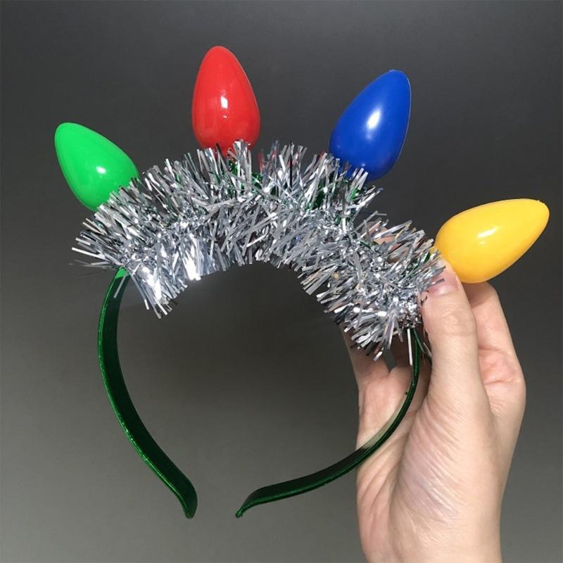 Weihnachts-LED-Glühbirnen-Stirnband Leuchtet im Dunkeln Partyzubehör Leuchtende Kopfbedeckung Haarschmuck für Frauen Mädchen