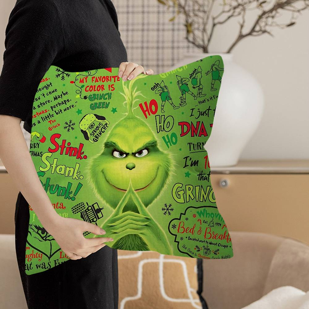 Movie The classic G-Grinches Pillow Covers Cartoon Sofa Decorative Home Double-sided Printing Short Plush Cute Cushion Cover