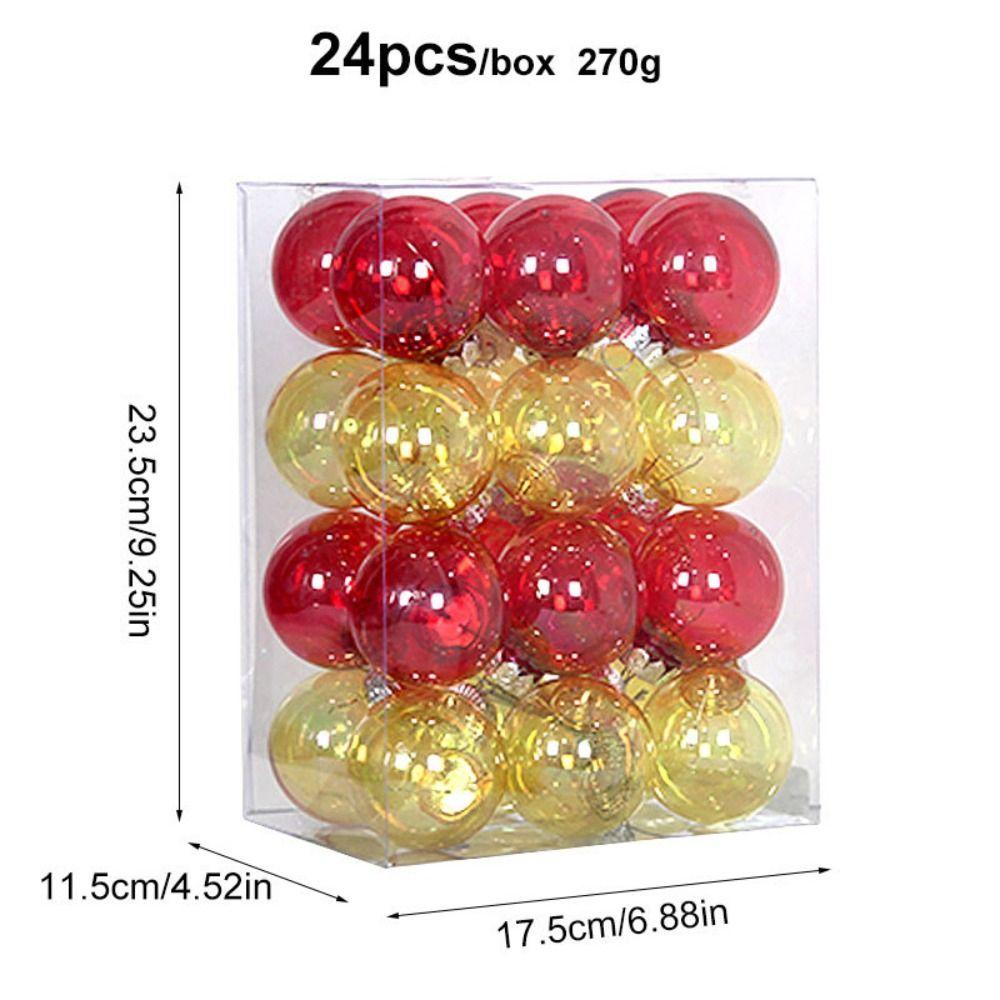 24pcs 10 Colors Christmas Ball Set Plastic Xmas Baubles High-quality Christmas Tree Balls Showcase