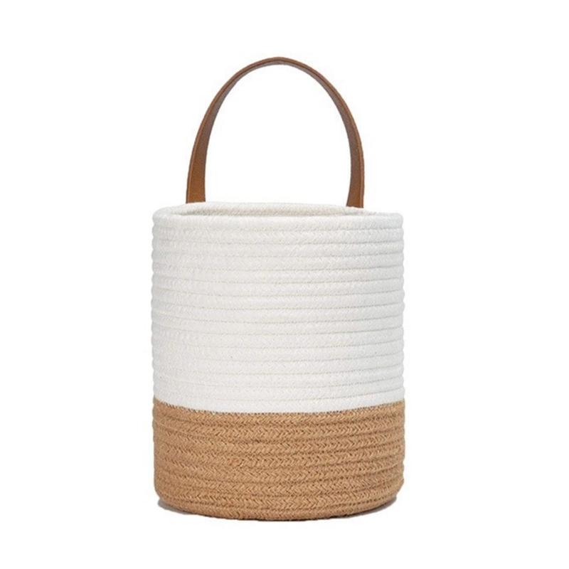 Rope Planter Woven Basket Flowerpot Home Decorations Imitation Rattan Handmade Cotton Simulation Wall Hanging Storage