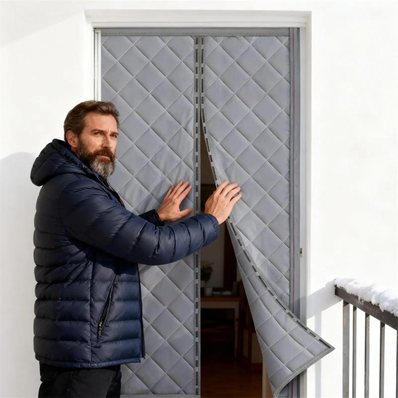 Magnetic Thermal Insulated Door Curtain Energy-Saving Privacy-Protecting Windproof Waterproof Cotton Curtain for Heater Room