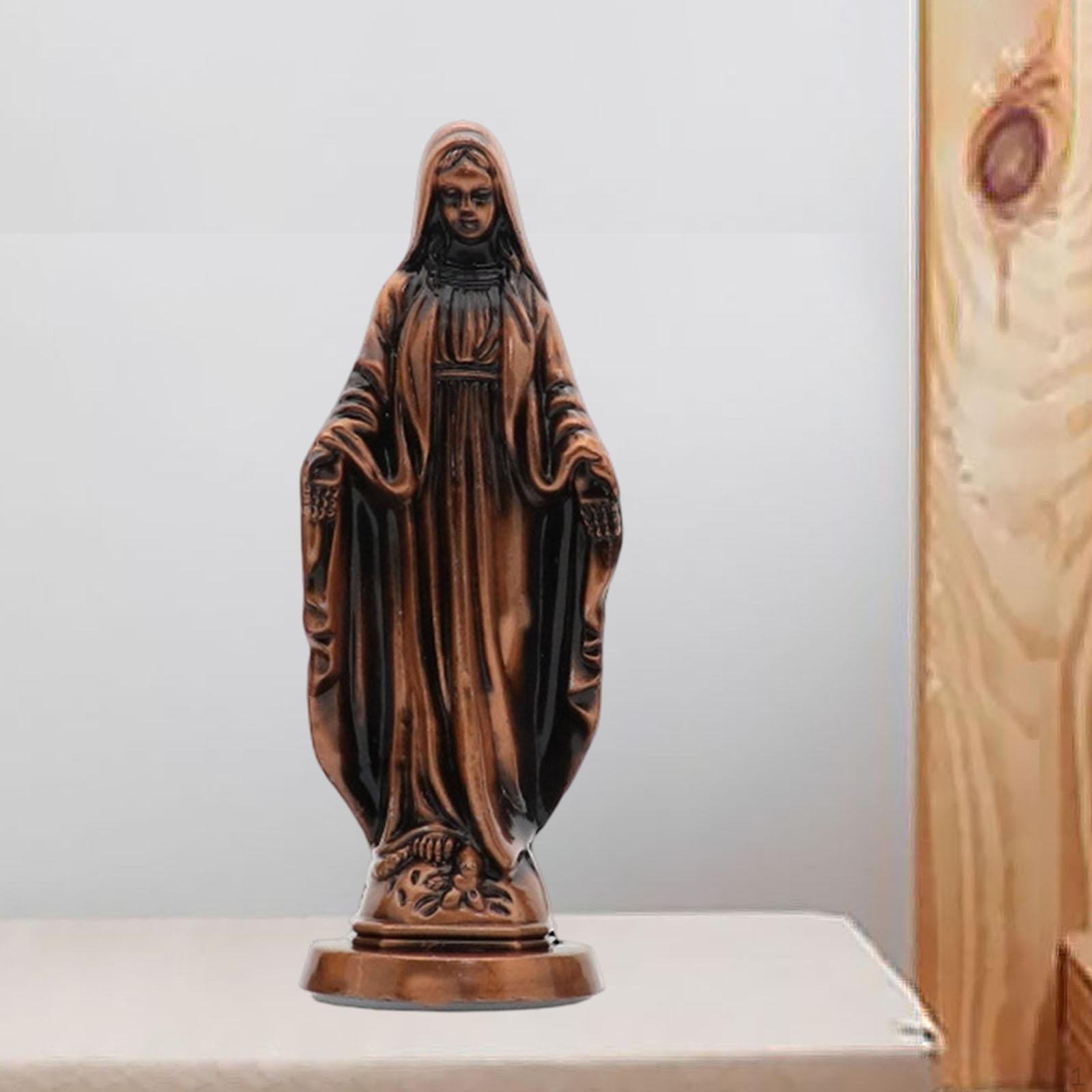 

Mother Mary Figurine Blessed Statue Car Dashboard Decoration Ornament for Home bronze
