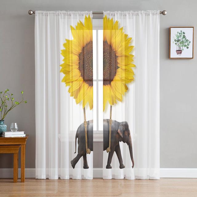 Cartoon Air Balloon Print Sheer Curtains For Living Room Bedroom Kitchen Home Hotel Decor Chiffon Tulle Window Panel Curtain