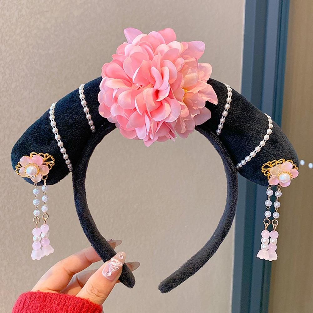 Velvet Bow Ancient Style Gege Headband Flower Hanfu Headwear Chinese Style Headwear  Children