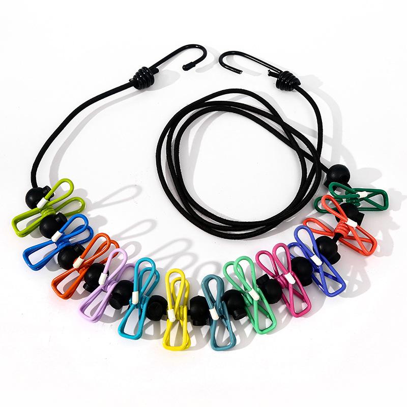 1.8m Travel Clothesline With 12 Clips Portable Elastic Retractable Outdoor Laundry Drying Rope 1.8m clothesline 12clips