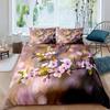 Cherry Blossoms Bedding Set Pink Floral Comforter Cover For Girl Teen Women Petal Flowers Duvet Cover Microfiber Bedspread Cover