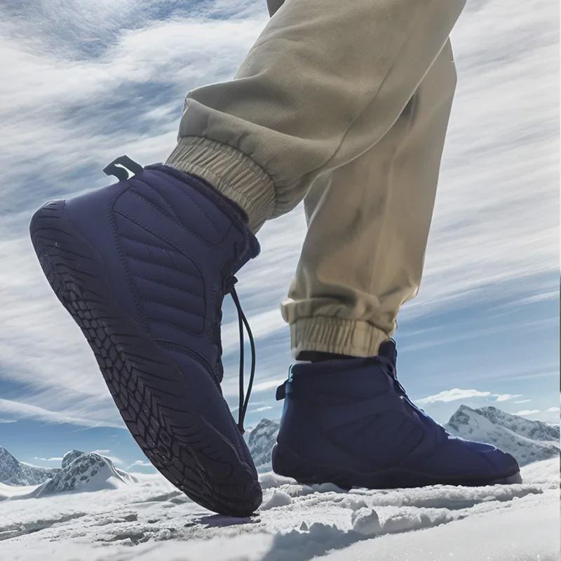 Wasserdichte Winterschuhe aus Baumwolle für draußen und dicke, warme Herren-Schneestiefel aus Samt zum Bergsteigen, rutschfest und verschleißfest, für Männer und Frauen.