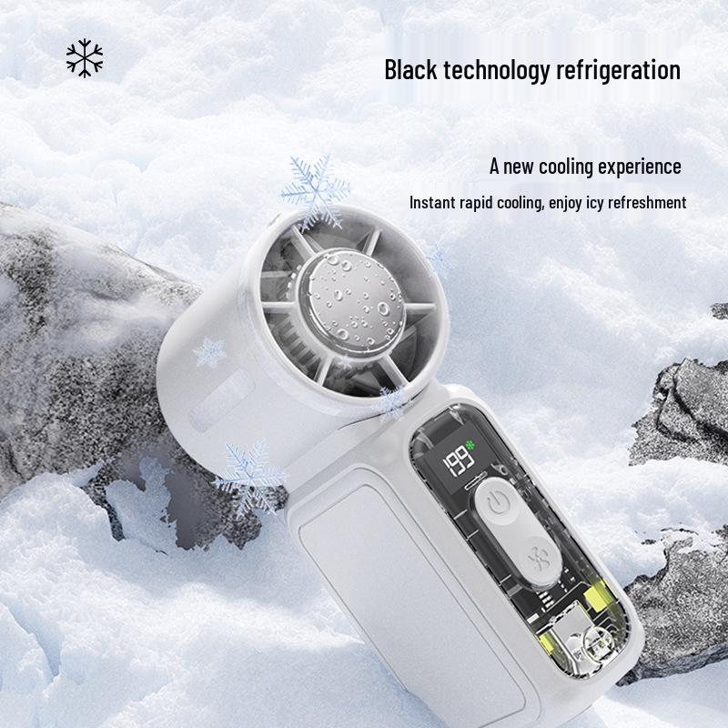 Mini High-Speed Portable Ice Cooling Fan - Neck-Hanging Semiconductor Refrigeration Refrigeration 199-level -- Black