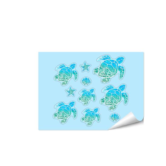 

Светящаяся в темноте наклейка на раковину в океанском стиле, самоклеящаяся, водостойкая, для ванной комнаты, милые черепахи, дельфины, морские животные, ПВХ наклейка для раковин, ванн, плитки A