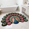 Yousheng Peacock Floor Mat 3D Realistic Pattern Bathroom Mat Quick Dry Floor Rug with Anti-Slip Backing for Kitchen Bedroom Entrance