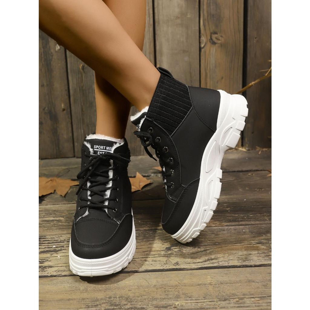 Senhoras, Sapatos de Camurça, Sapatos de Cadarço, Sapatos de Sola Grossa, Botas de Neve, Sapatos Quentes, Sapatos Grossos, Confortáveis, Sapatos Casuais, Botins