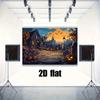 1Pcs Mysterious Castle Pumpkin Lantern Halloween Background Cloth  Ghostly Twilight Atmosphere Jumps Waves