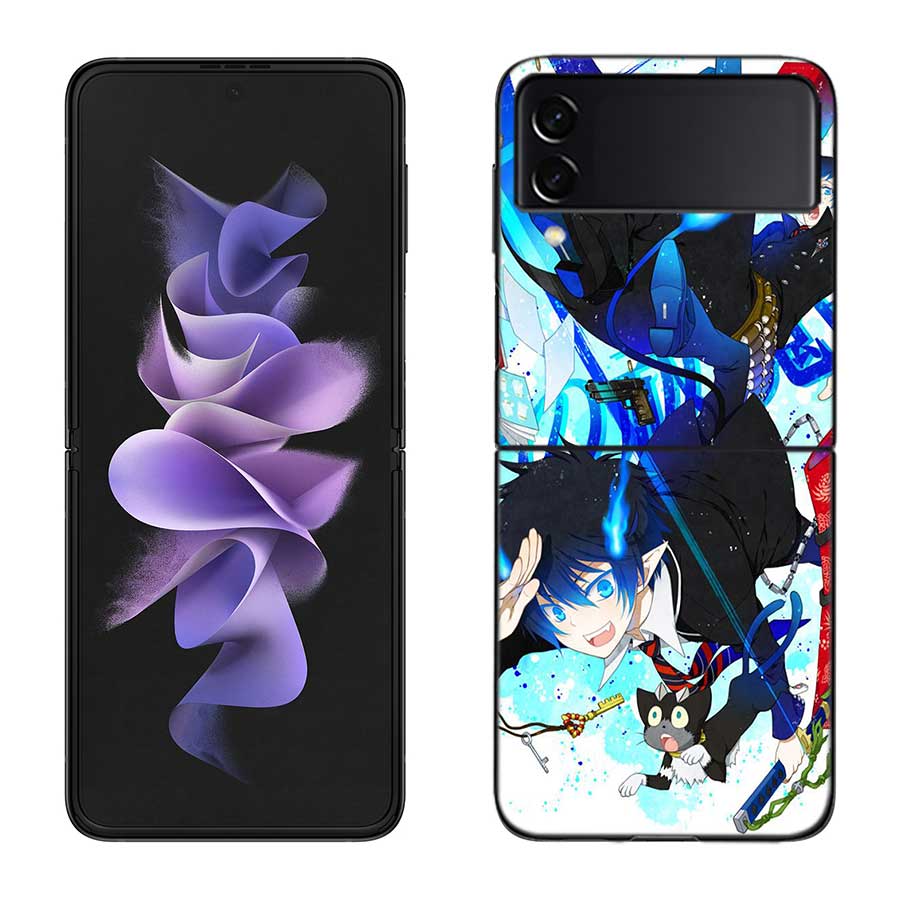 Anime Ao no Exorcist Okumura Rin Phone Case For Samsung Z Flip 7 6 5G Galaxy Z Flip 5 4 3 Black Hard Cell Cover Luxury PC Shell