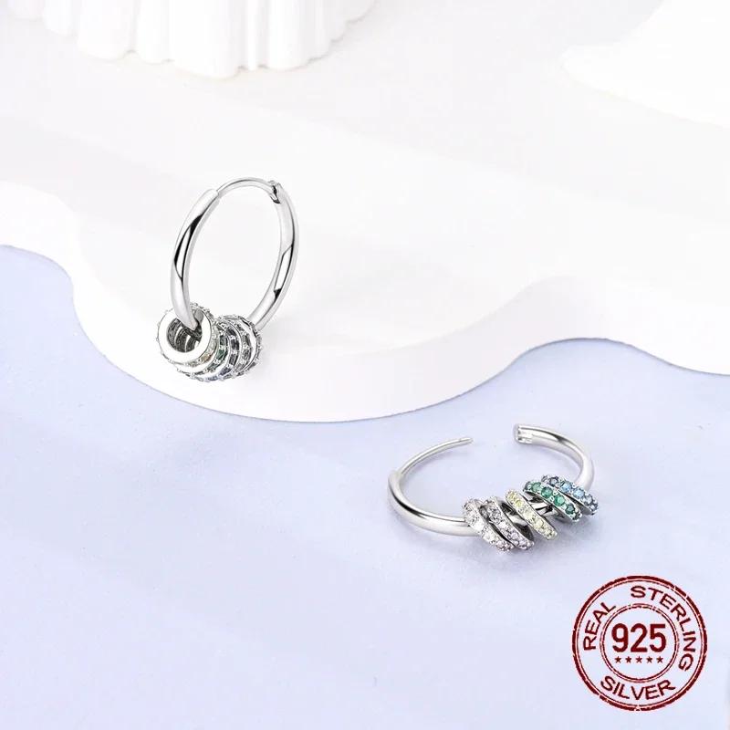 925 Silver Star Moon Pendant Earrings For Women Sparkling Cubic Zircon Luxury Wedding Anniversary Jewelry Gifts