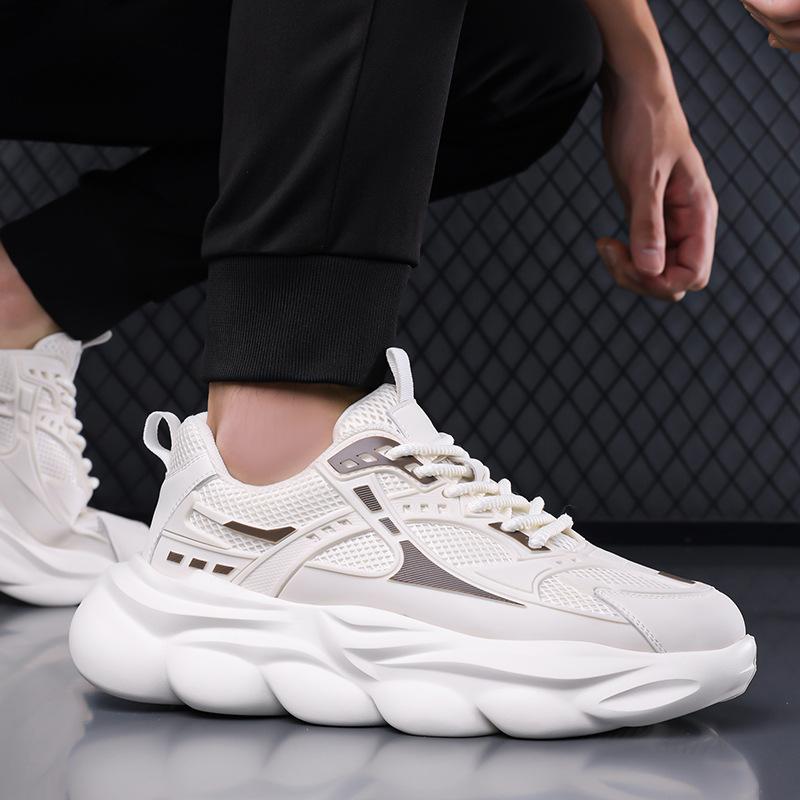 Men's Shoes 2025 Autumn New Casual Heightening Thick-soled Breathable Trend Men's Running Sports Little White Daddy Trendy Shoes