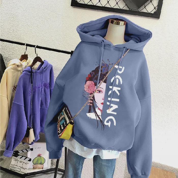 Women's Autumn/Winter Loose Hooded Sweater - Plus Velvet, Thickened, 250g, Official Colors