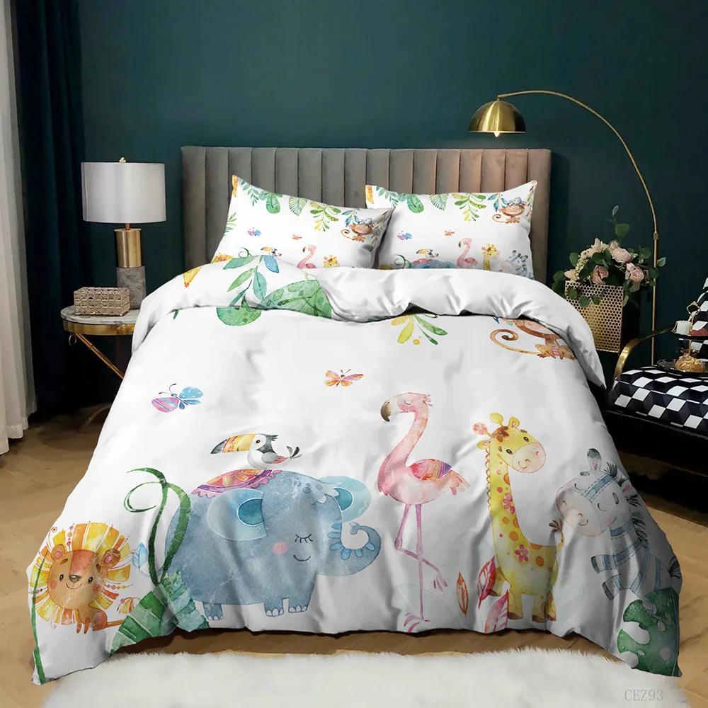 Forest Animal Combination Soft Duvet Cover Set Print Bear/Fox/Owl/Hedgehog/ Fawn/ Hamster/Snail Warm Comforter Set Cover Bedrom Bedset 3d