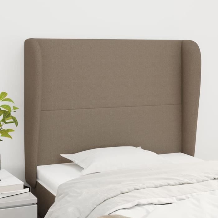 VidaXL Tête de lit avec oreilles Taupe 93x23x118-128 cm Tissu3117662