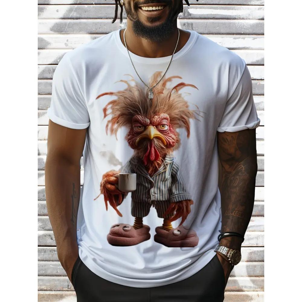 Sommer Herren Outdoor Freizeit Atmungsaktives T-Shirt Kurzarm Cartoon Tier 3D Gedrucktes Muster Groß Übergröße Locker Herren Kinder T-Shirt