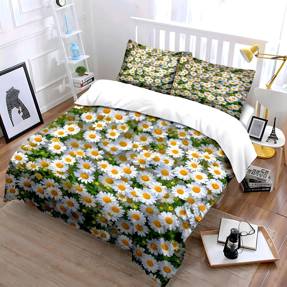 Floral Daisy Pattern Home Decor Multiple Sizes Kid'S And Adults' Bedroom Exquisite 3Pc Bedding Set, Gift