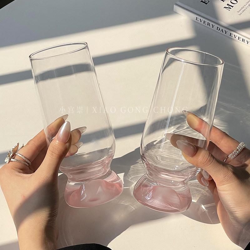 Cute Thick Bottom Handle Coffee Glass Mountain Latter Milk Juice Water Glass Goblet Glass Cup