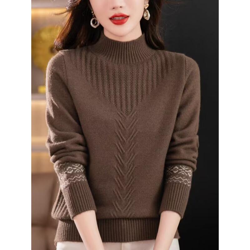 

Женский свитер с полувысоким воротником, новый осенне-зимний, маленький короткий свитер, толстый вязаный базовый свитер S