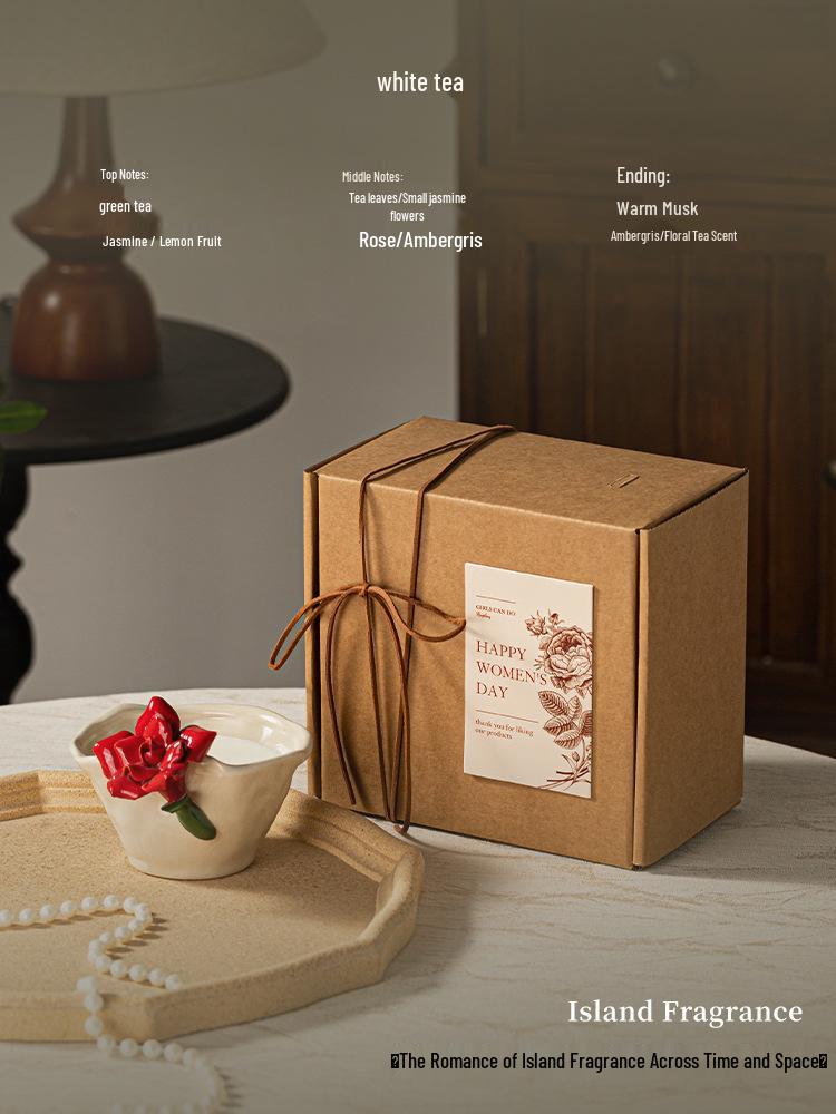 Ceramic Petal Aroma Candle Set for Home Fragrance